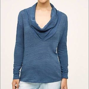 Anthro Eri + Ali Blue Dipped Cowl Tee Size M